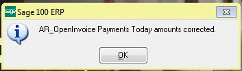 AR OpenInvoice Payments Today amounts corrected