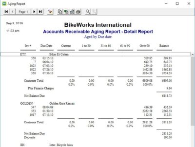 AR aging report - detail report
