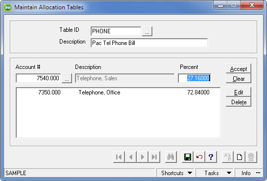 Allocation Tables in Sage BusinessWorks-Table ID