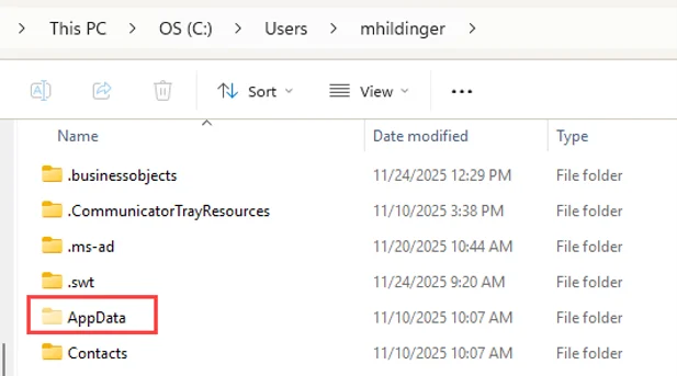 AppData Folder now in the Windows User Folder