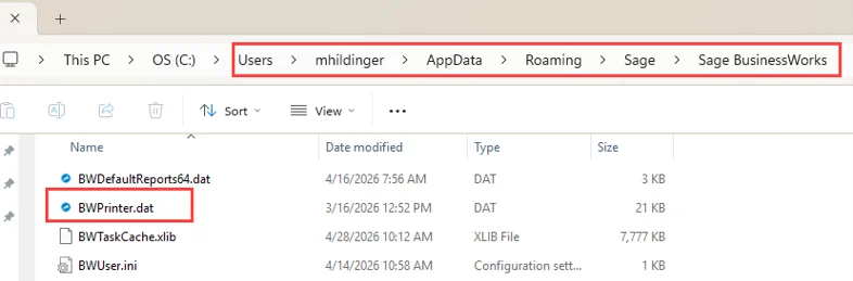 AppData > Roaming > Sage > Sage BusinessWorks > BWPrinter.dat
