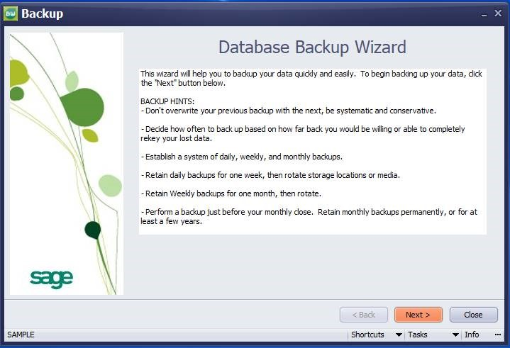 Database Backup Wizard