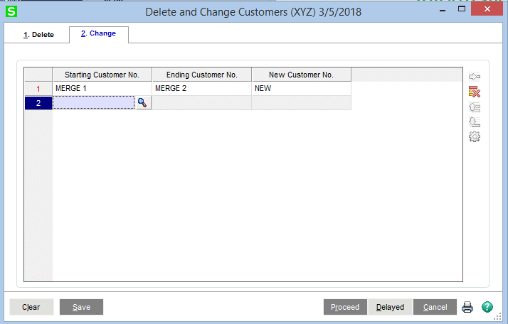 Delete and Change Customers in Sage 100 AR - Change Tab