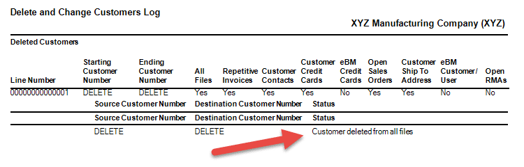 Delete and Change Customers in Sage 100 AR - Delete Log