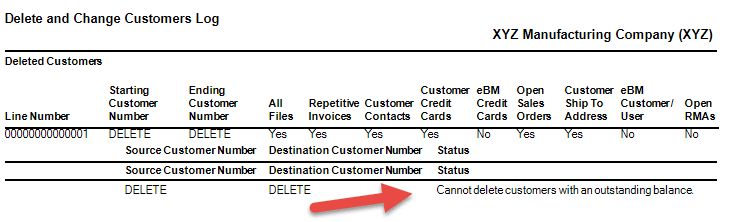 Delete and Change Customers in Sage 100 AR - Delete and Change Customers Log