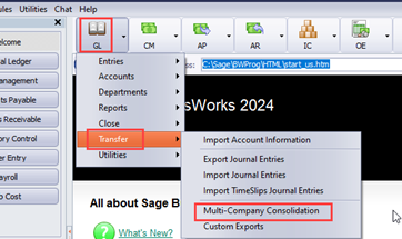 GL > Transfer > Multi-Company Consolidation