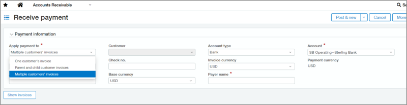 Add Single Payment to Multiple Customers in Sage Intacct