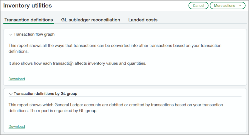 Inventory Utilities - Transaction definitions