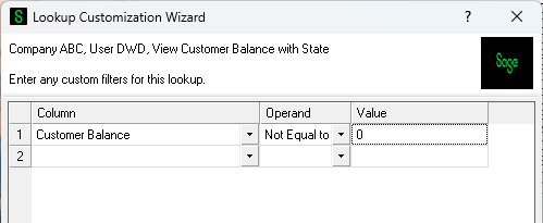 Lookup Customization Wizard Screen - Fields selected for the lookup