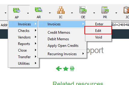Making Corrections on AP in Sage BusinessWorks - Invoice-Edit