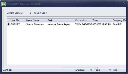 Network Status Report Window