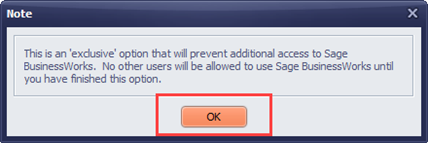 Click OK to this exclusive option 