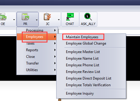 PR > Employees > Maintain Employees