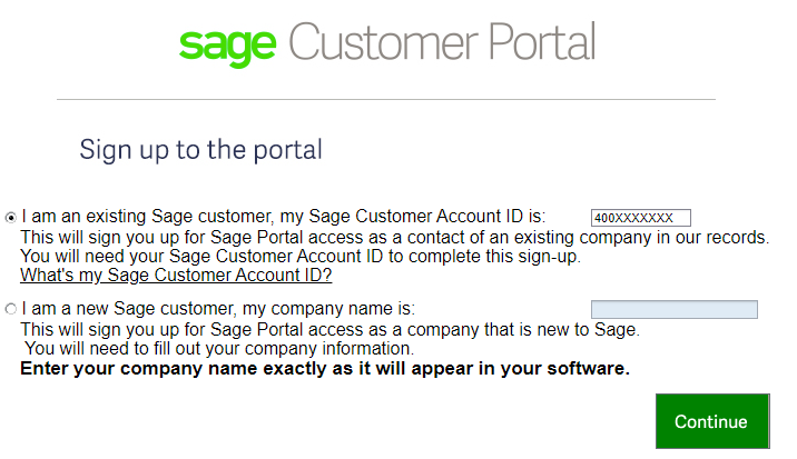 Customer Portal Sign-up Page