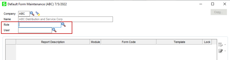 Choose either Role or a specific User for which you want to define default Form Codes