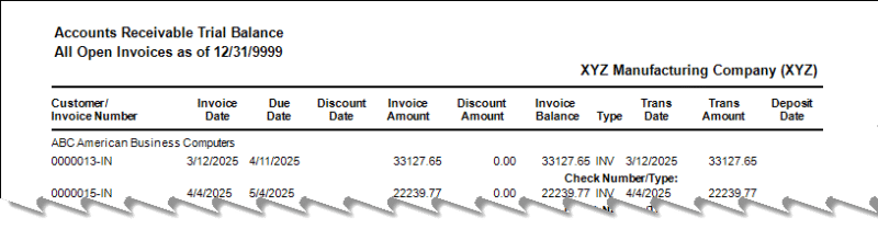 Reconciling Sage 100 AR or AP to the General Ledger - AR Trial Balance Open Invoices