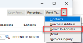 Remit To dropdown > Remit To Address