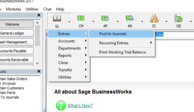 Reversing and Voidng Journal Entries in Sage BusinessWorks - Post to Journals