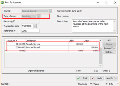 Reversing and Voidng Journal Entries in Sage BusinessWorks -Type of Entry