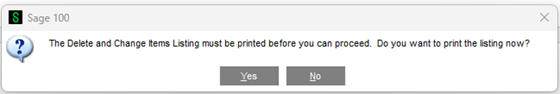 Sage 100 Delete and change items listing