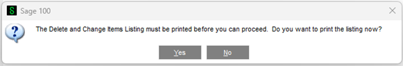 Sage 100 Delete and change items listing prompt