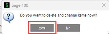 Do you want to delete and change items? Yes