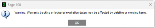 Sage 100 Warning Warranty Message Prompt
