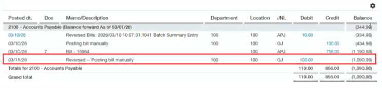 Trial Balance Report Screen - Reversal Trial Balance Report Screen - Reversal