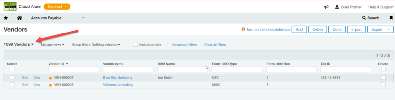 Verify Vendors in Sage Intacct Are Set up Correctly for 1099 Treatment