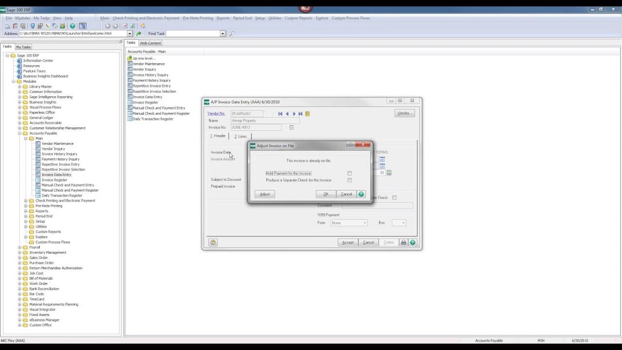 How To Adjust An Accounts Payable Posted Invoice In Sage 100 | DWD ...