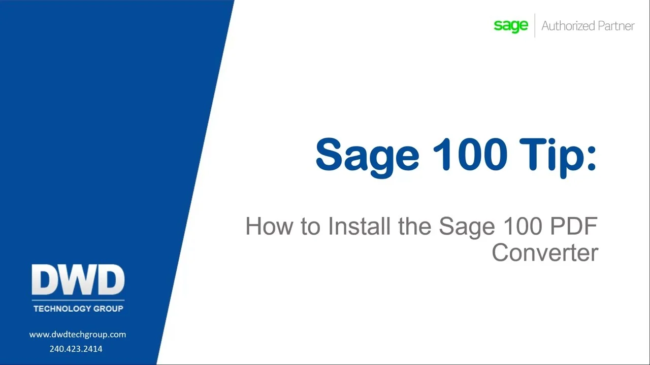 How To Install The Sage 100 PDF Converter | DWD Technology Group